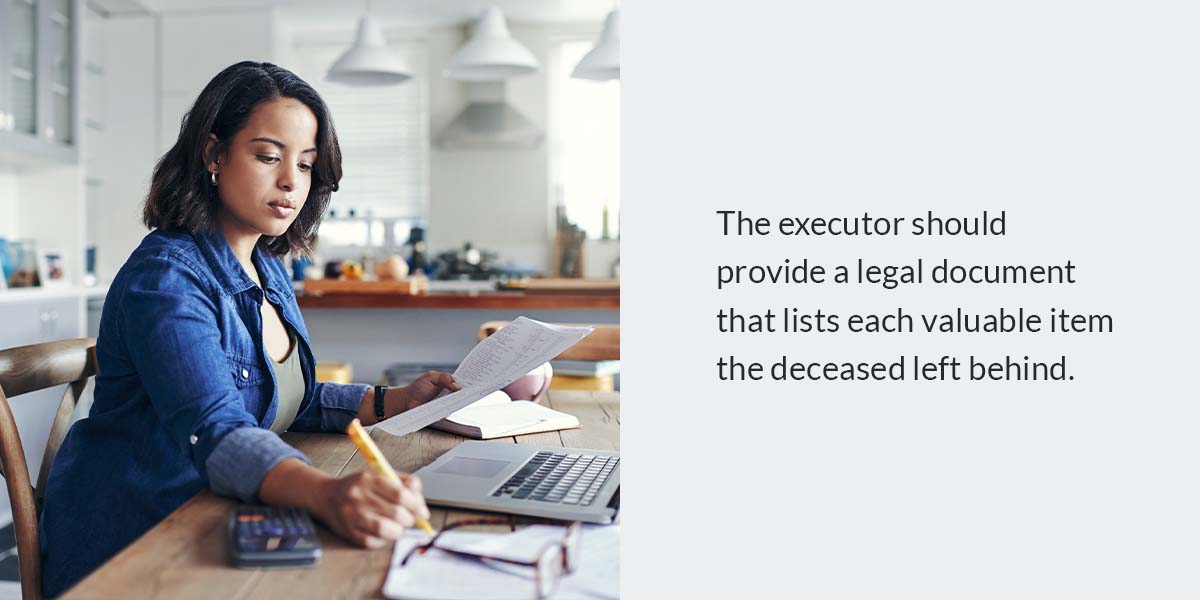 executor lists all inheritance valuables
